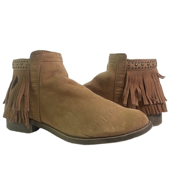Massimo Vegan Suede Fringed Booties Side zip 6.5M - Picture 12 of 12